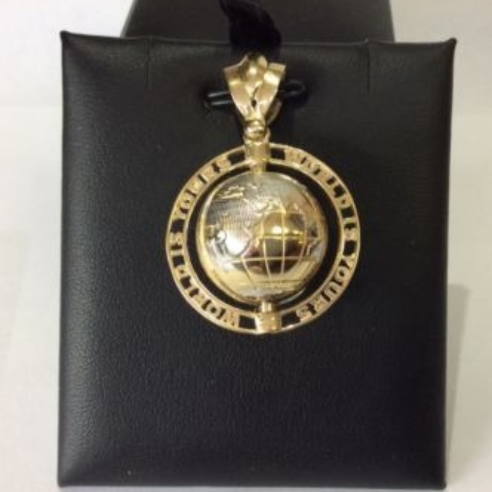 10K Solid Yellow gold 3D SPINNING WORLD MAP GLOBE EARTH CHARM PENDANT 9.40g